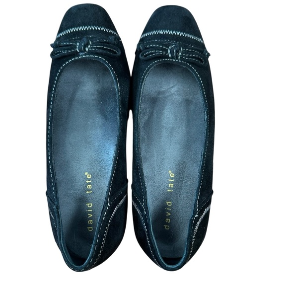 David Tate Heritage black suede square toe pump with block heel 7.5 W - Picture 12 of 16
